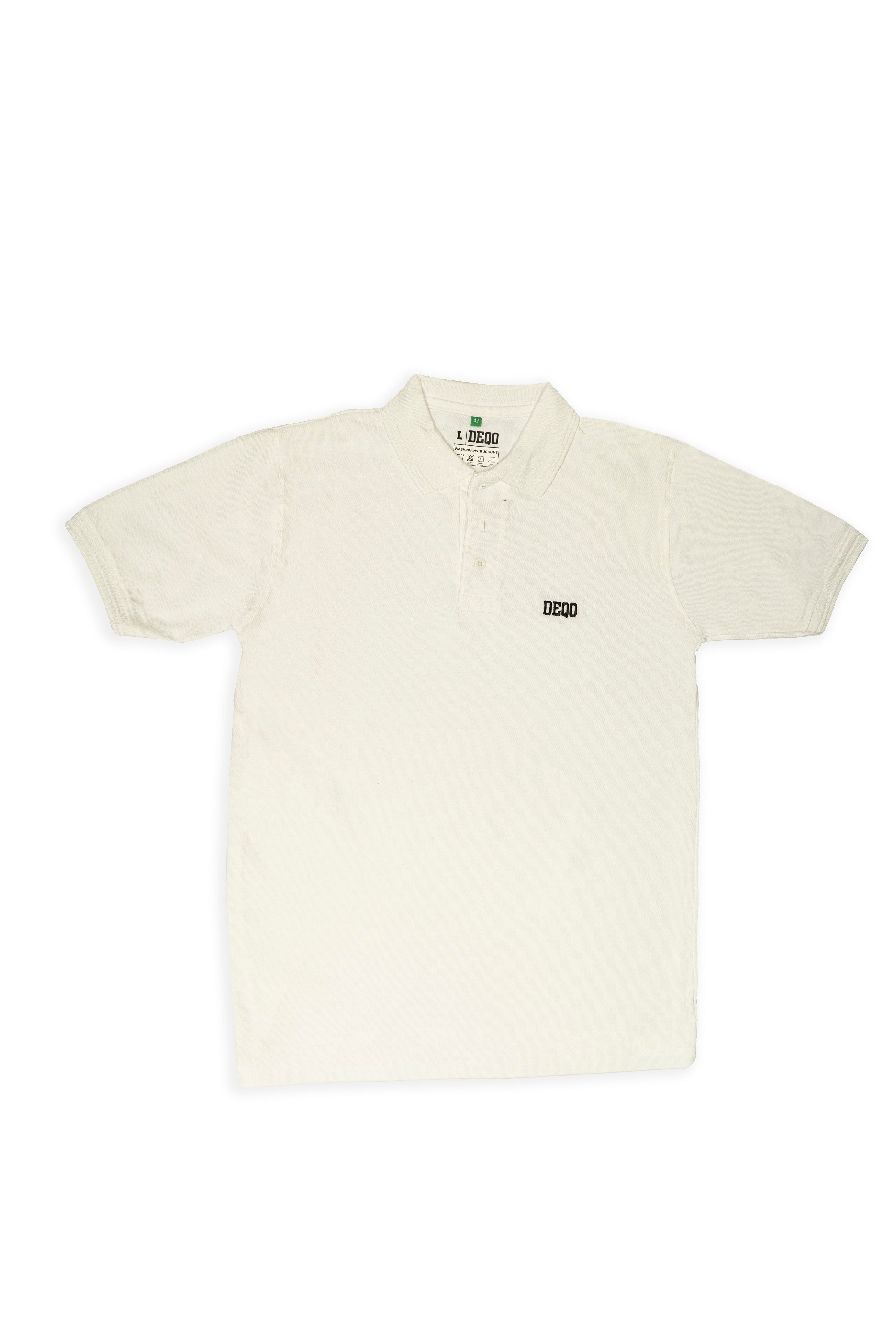 Polo Shirt – Classic White with Black Essence