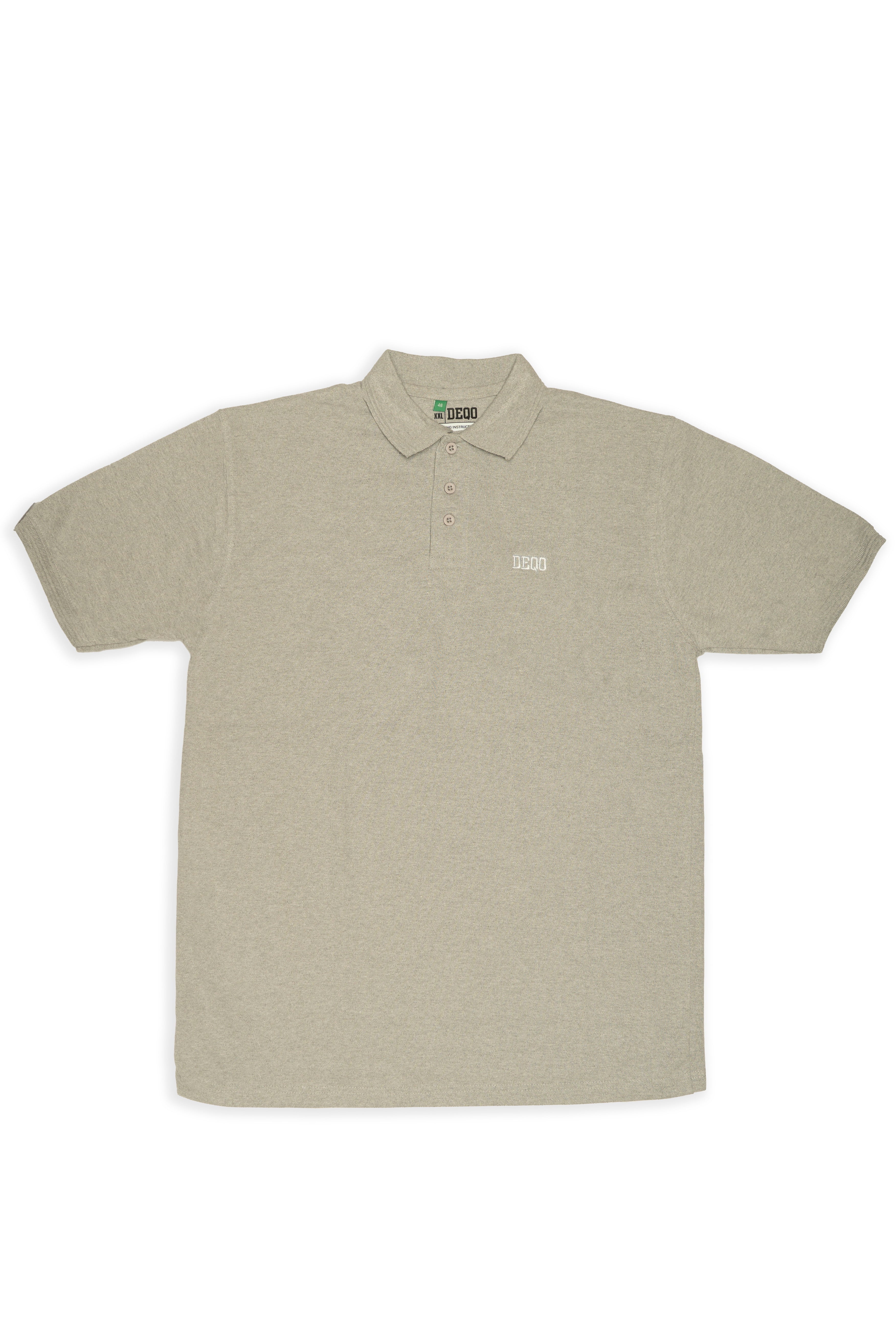 Polo Shirt – Grey Melange with White Essence