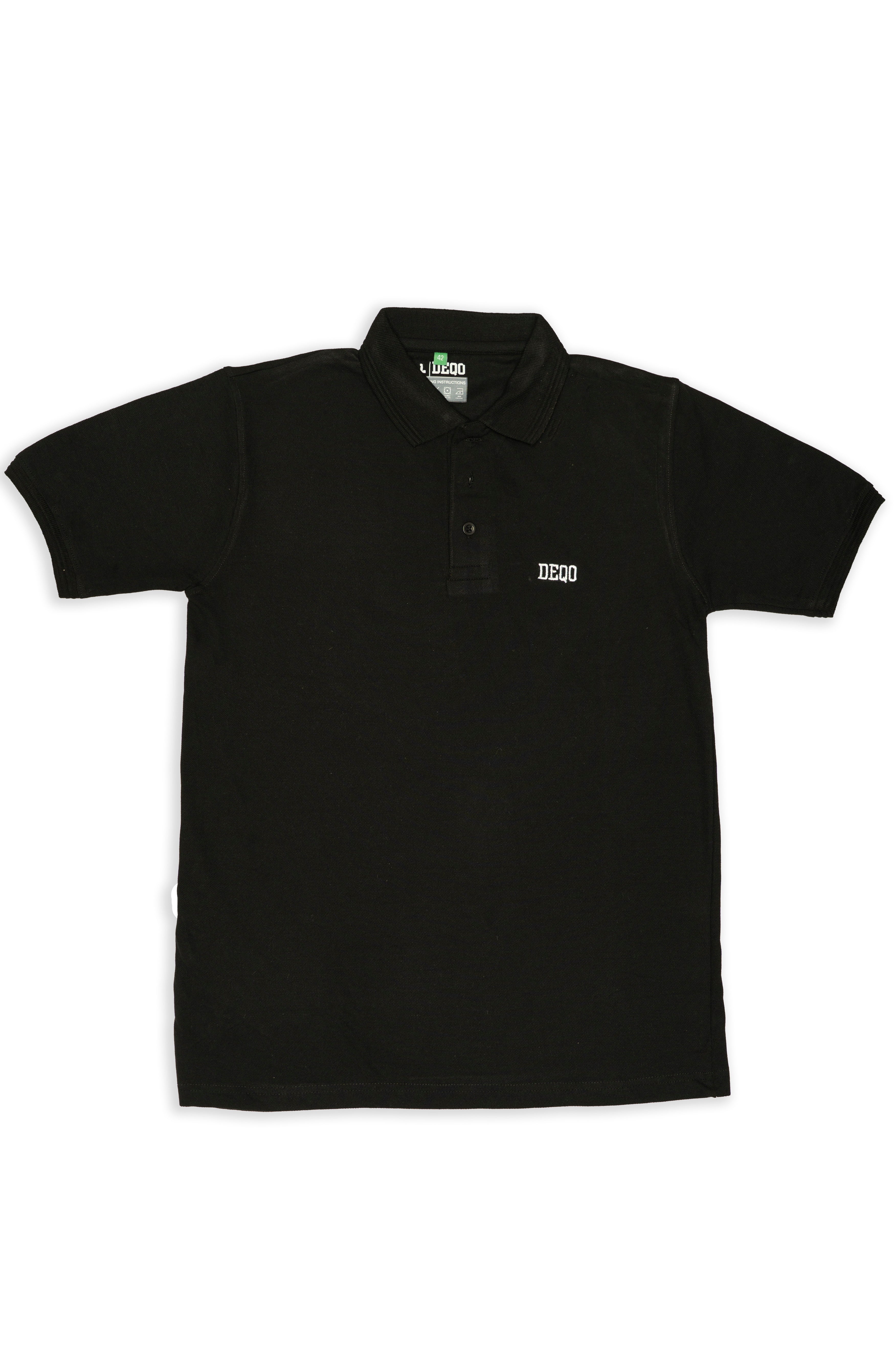 Polo Shirt – Jet Black with White Essence