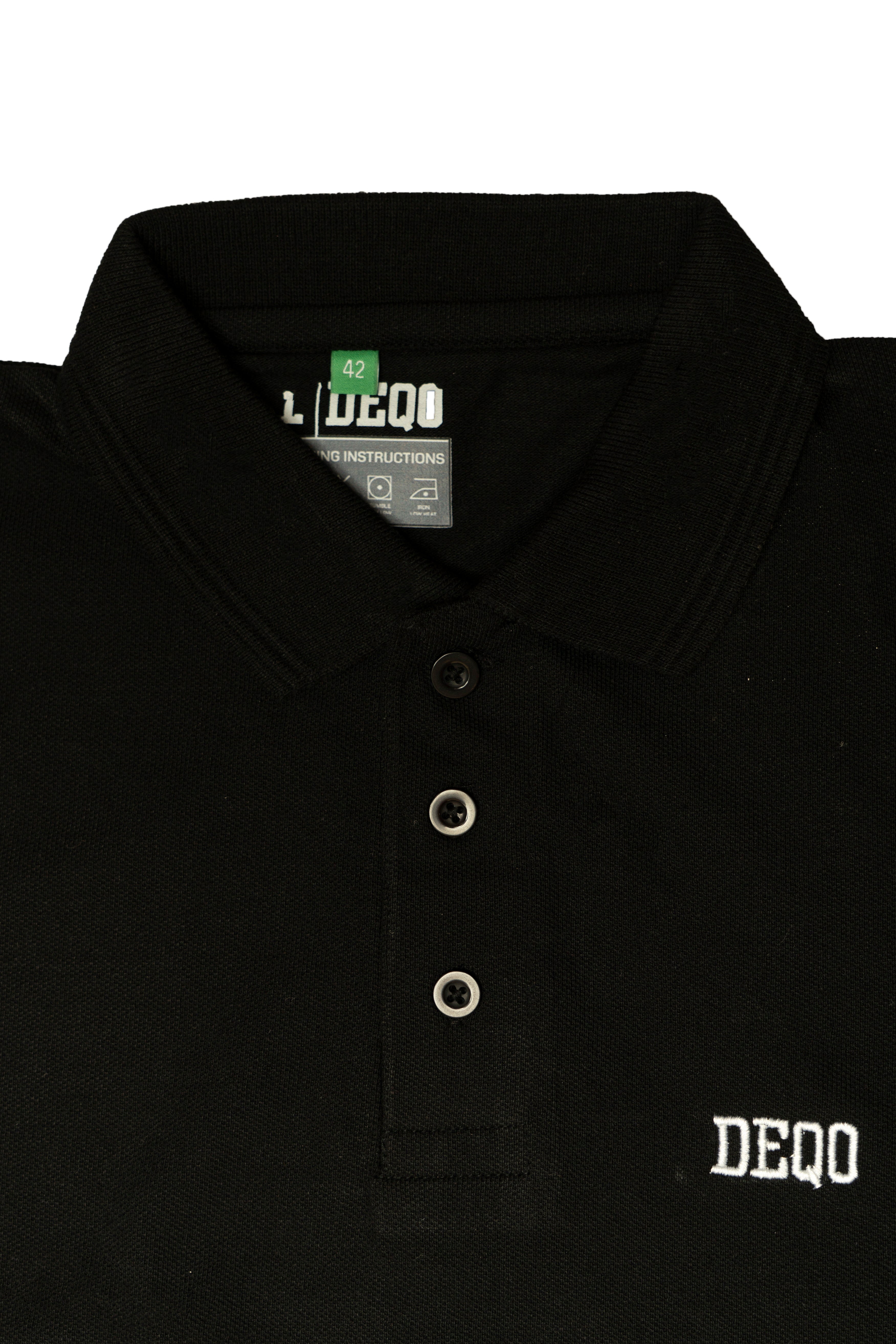 Polo Shirt – Jet Black with White Essence